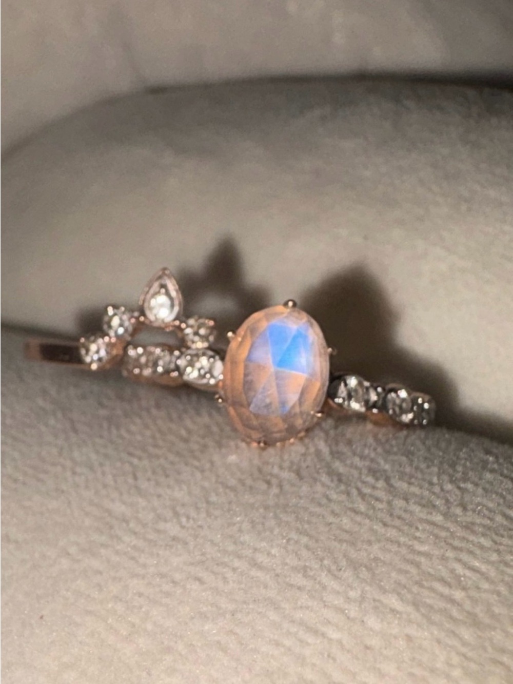 Moon Magic 14k Rose Gold Moonstone Diamond Rings With Box